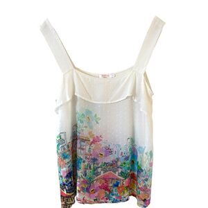 Johnny Was Women Tank Top Cami Size Med Fairy Embroidered Beach Colorful Boho
